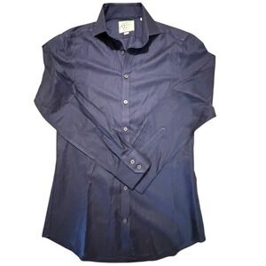 Charles Tyrwhitt Navy Blue Extra Slim Fit Non-Iron Twill Dress Shirt 14.5 33in